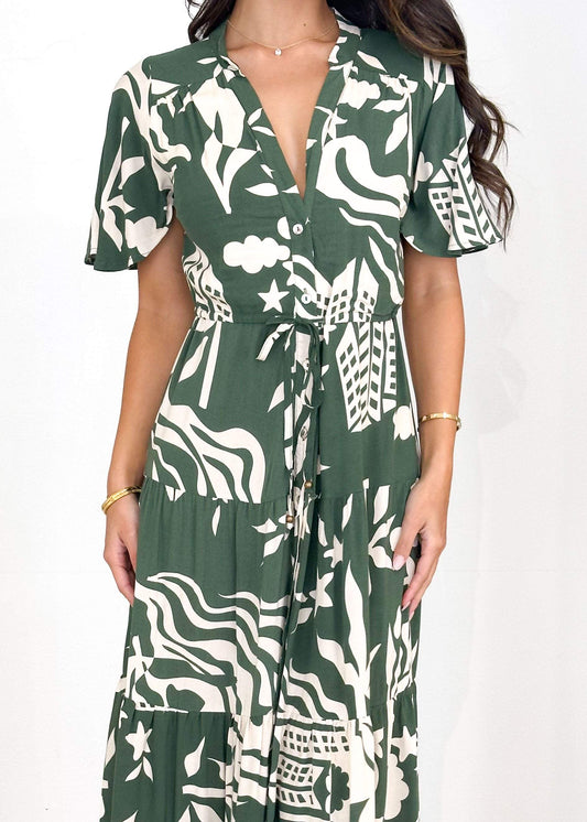 Stylwish Maxi Dress - Forest Abstract